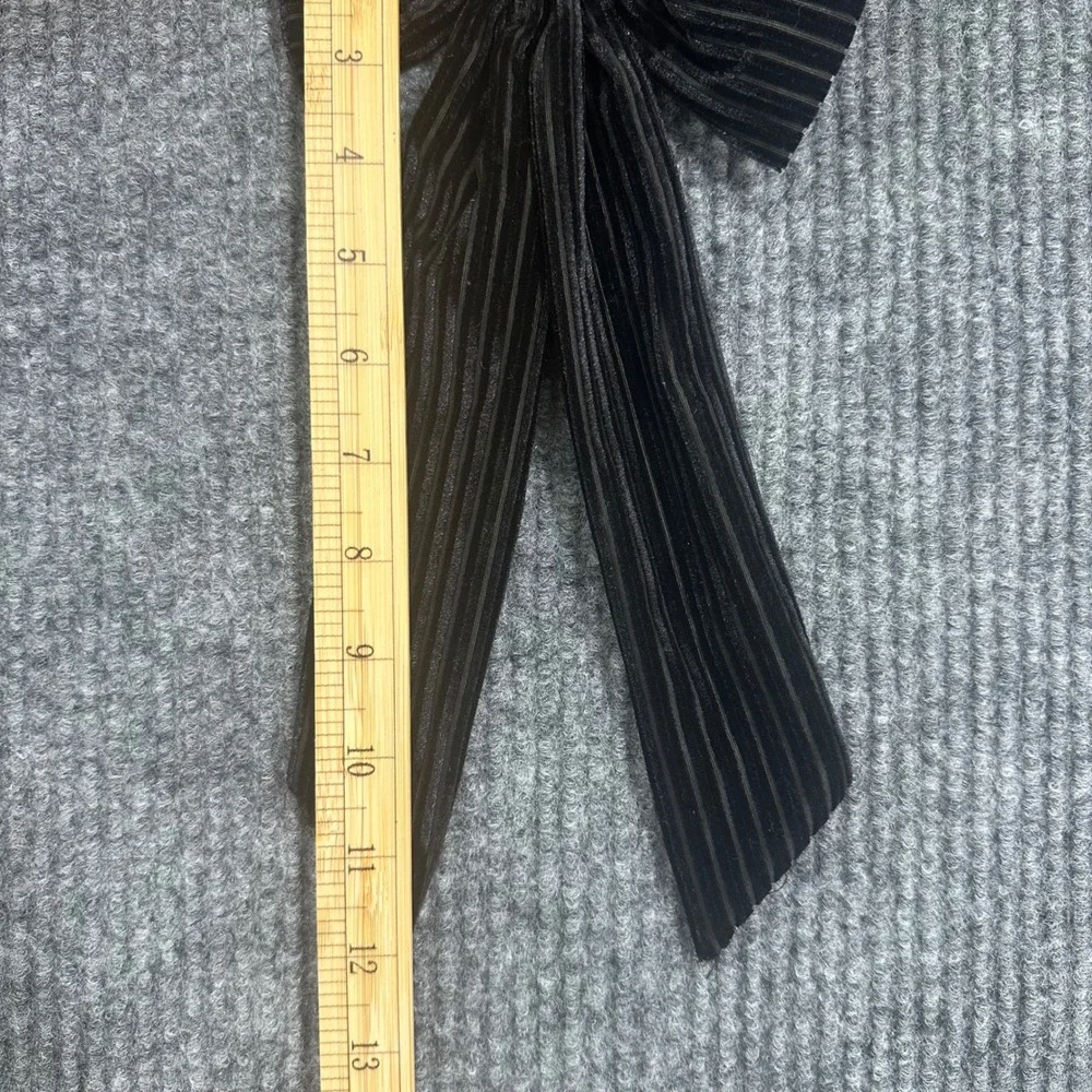 INC International Concepts Hair Tie Women OS Black New Ribbed Velvet Bow Tail